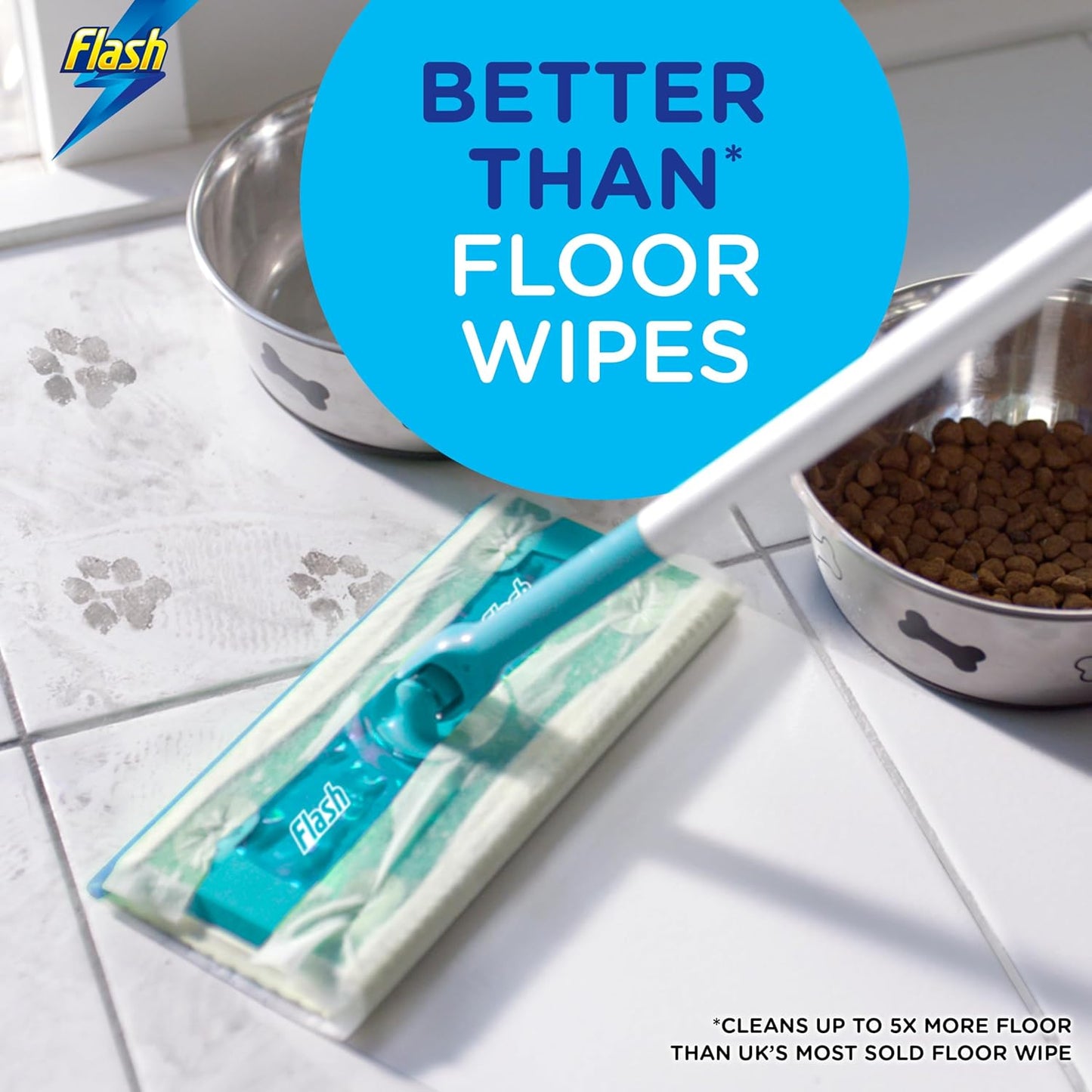 Flash Speedmop Floor Cleaner Starter Kit, Fast Easy & Hygienic (1 Handle + 4 Wet & 4 Dry Refills), Trap & Lock Daily Dirt, Grease & Grime Without Getting Down On Your Knees