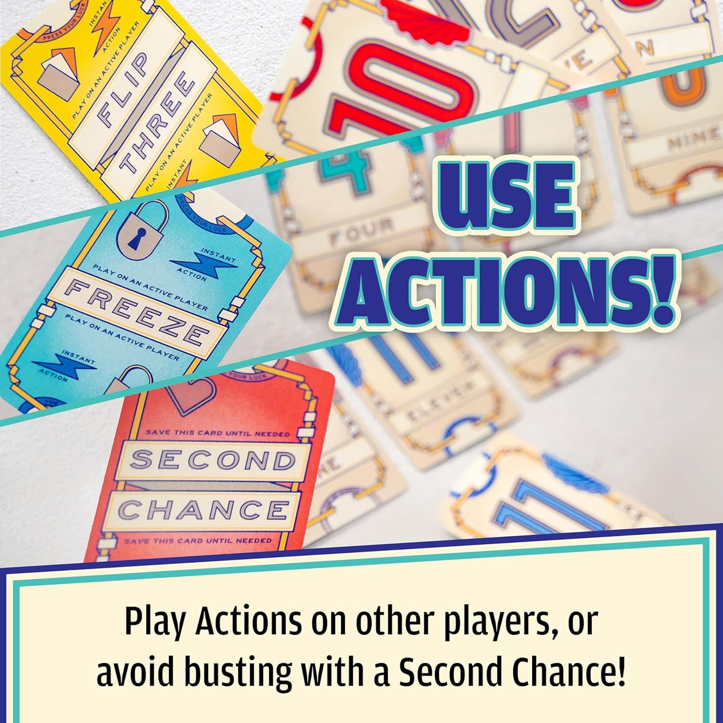 USAopoly | Flip 7 | Party Card Game | Ages 8+ | 3+ Players | 20 Minutes Playing Time, New