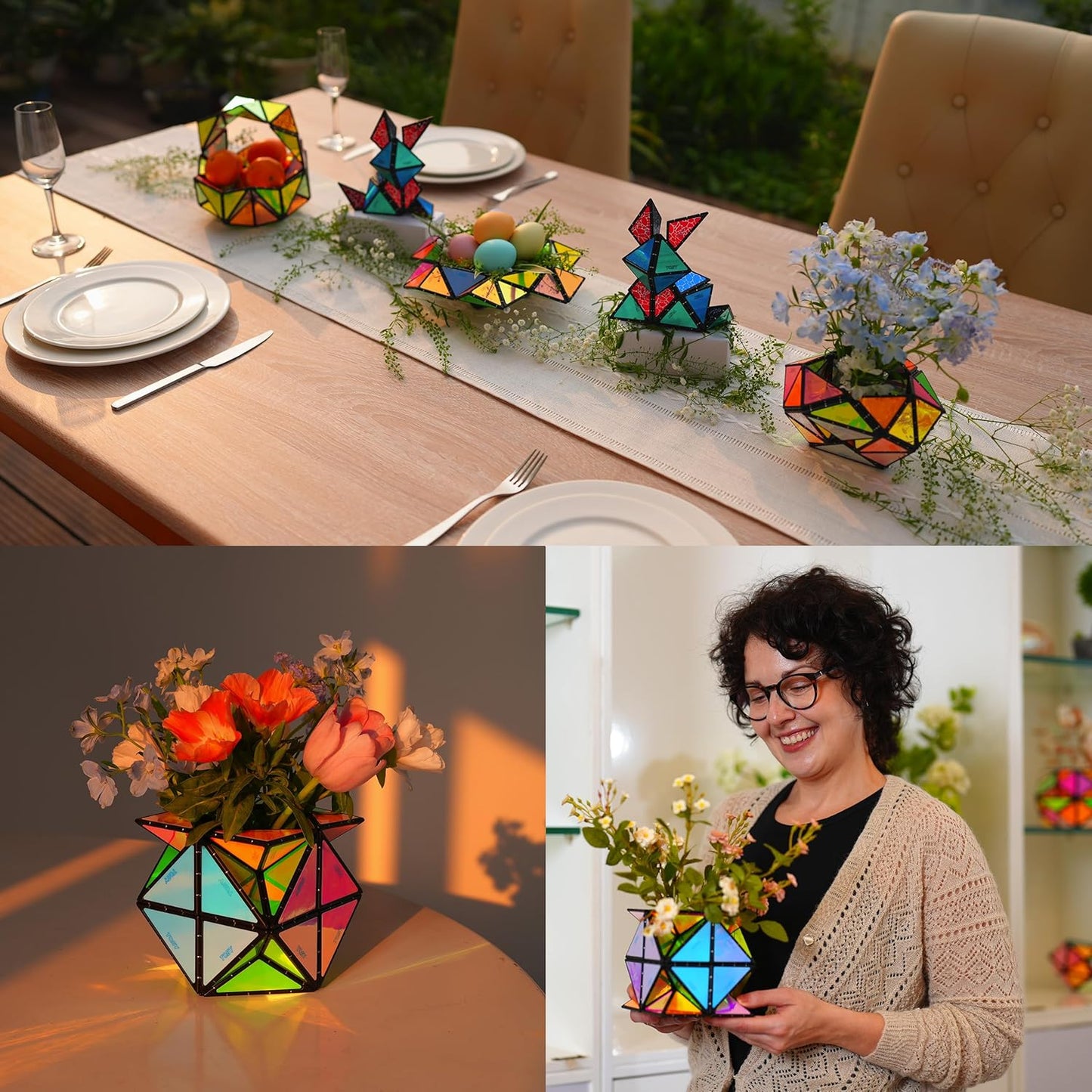 TOSY Magnet Pyramid Stone - 1 Cube Transforms into 1 Billion Shapes, 12 pieces, 243 Magnets, Holographic Design Magnet Tiles Creative Puzzle STEM/STEAM Toy
