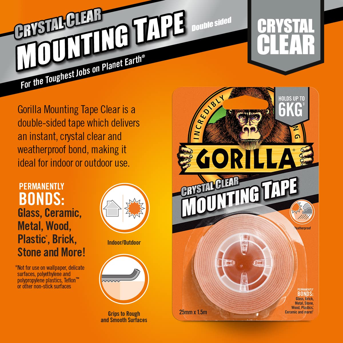 Gorilla Double-Sided Mounting Tape Clear