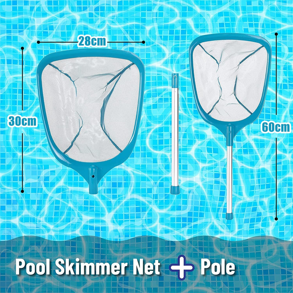 LATERN Pool Skimmer Net with Pole, 60CM Swimming Pool Leaf