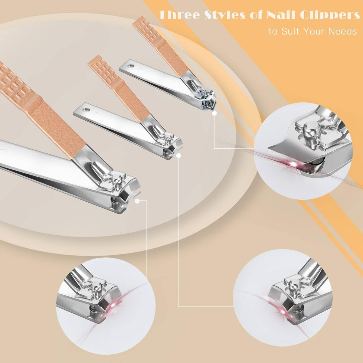 OWILL Manicure Set 18-Piece – Rose Gold Nail Care Kit