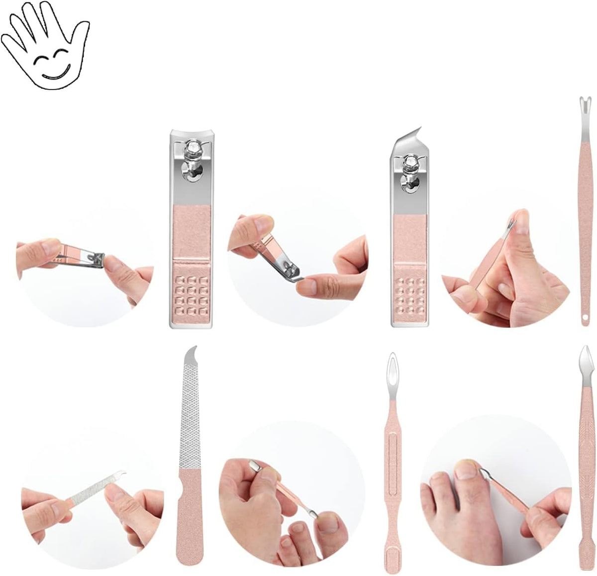 OWILL Manicure Set 18-Piece – Rose Gold Nail Care Kit