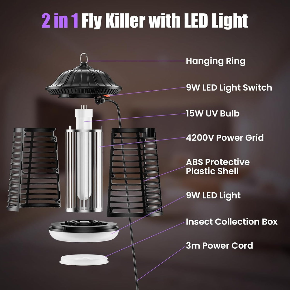 PKBD Bug Zapper 4200V 15W