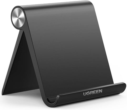 UGREEN iPad Stand Tablet Desk Holder Foldable Adjustable Portable Travel Mount Video Call Compatible with iPad Pro 13 2024 12.9 11/Air/Mini/10th 10.9,iPhone 16 15,Galaxy Tab A8 A9+,Surface Go(Black)