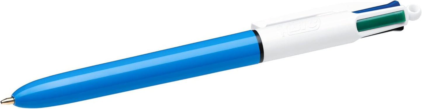 BIC 4 Colours Original Pens, Multi Coloured Pens All In One, Biro Pens, Medium 1.0mm, Green, Blue, Red, Black, 3 Pens Per Pack, 1 Pack
