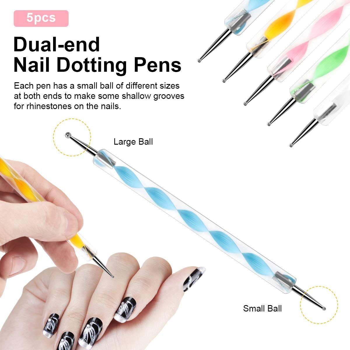 URAQT Nail Art Brushes Set, 15pcs Acrylic Nail Brush Painting Pen and 5pcs Nail Dotting Tools, Nail Pen Designer Nail Art Painting Kit for Diy & Professional Use