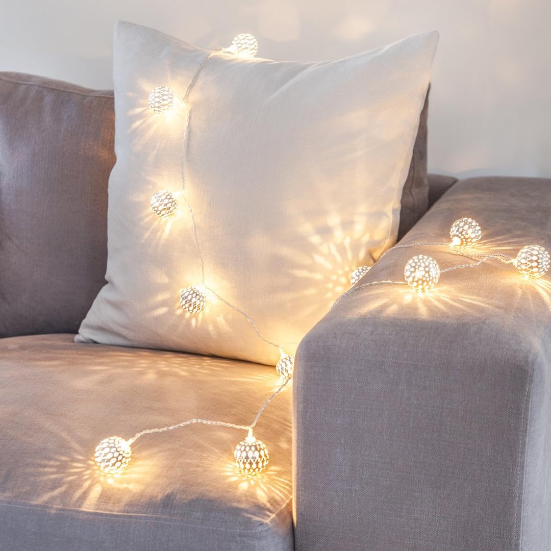 Lights4fun Indoor Moroccan Tangier String Fairy Lights 16 Warm White LEDs Plug in with Rocker Switch 3m