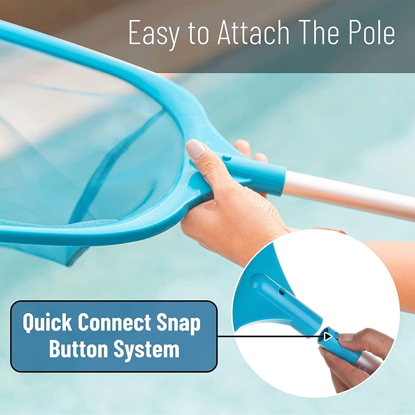 LATERN Pool Skimmer Net with Pole, 60CM Swimming Pool Leaf Cleaning Net Fine Mesh Skimmer with Pole for Cleaning Pool Garden Pond Fountain Tubs Spa Fish Tank