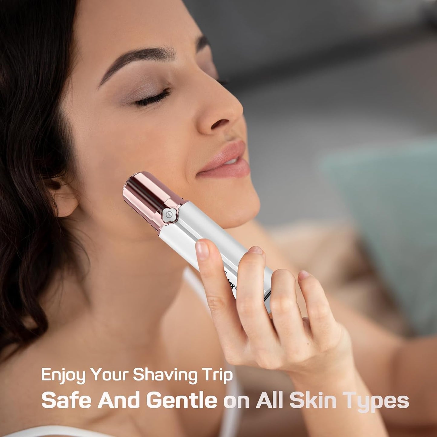 Facial Hair Remover for Women – Painless Epilator with 2 Replacement Heads – Gentle Hair Removal for Lip, Mustache, and Chin