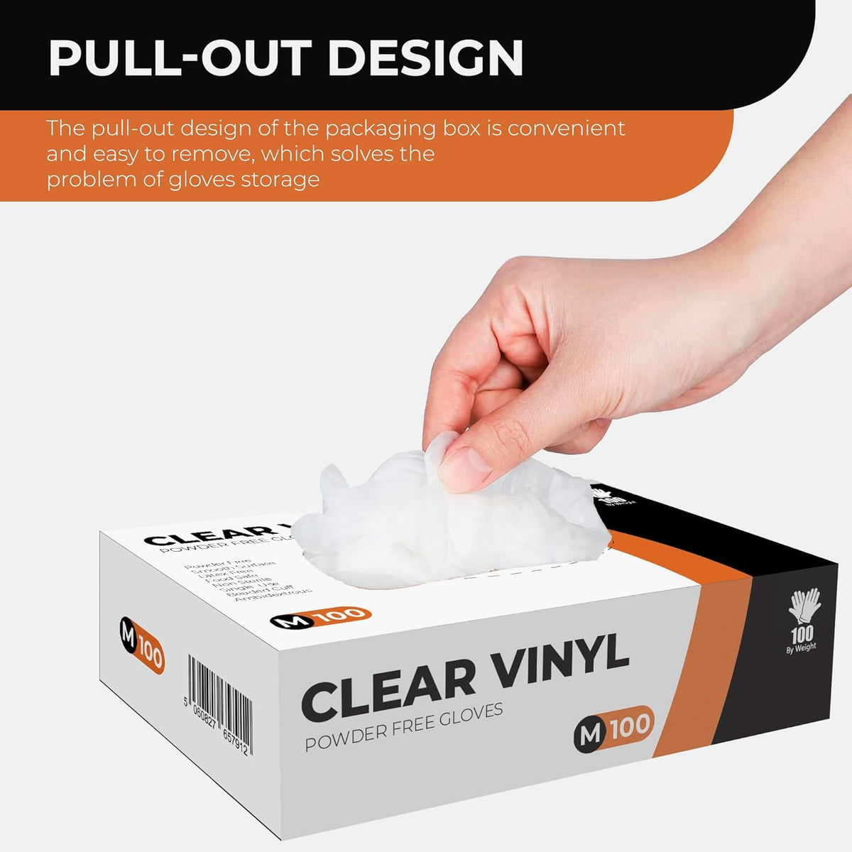 K-MART Clear Vinyl Gloves – 100 Count, Medium