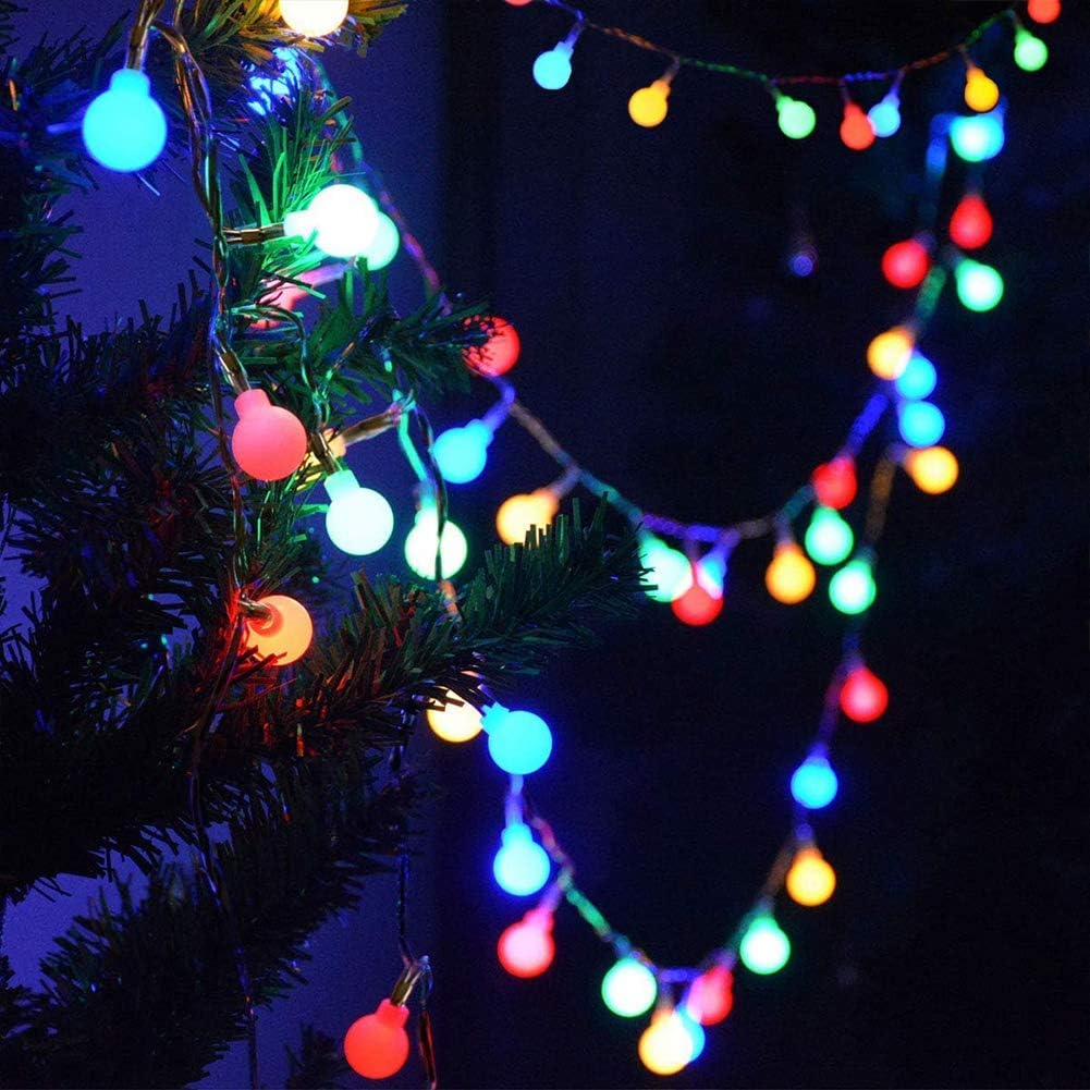 Fairy Lights Plug in 120 LEDs, 15M/49ft Globe String Lights, 8 Modes Garden Lights with Remote Timer Control, Christmas Lights Outdoor/Indoor for Bedroom, Party, Wedding Decorations (Multi-Coloured)