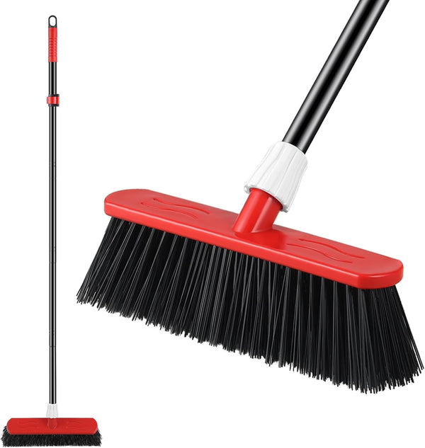 Mitclear Yard Broom Heavy Duty with Long Handle(57IN), Garden Brush with Stiff Bristles, Outdoor Sweeping Broom for Cleaning Gardens Yards Decking Pathways Driveways