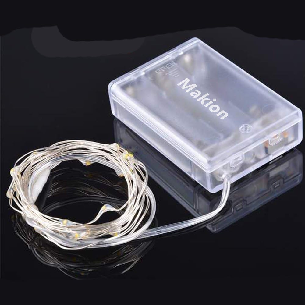 Makion Led String Lights 100 LEDs Decorative Fairy Battery Powered String Lights, Copper Wire Light for Bedroom,Wedding(33ft/10m Warm White)
