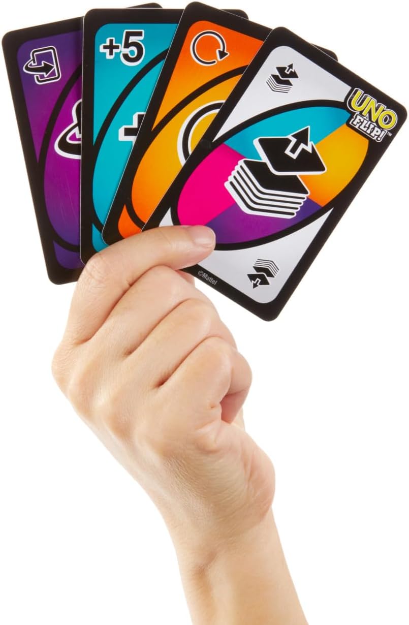 Mattel Games UNO FLIP! Family Card Game for Adults, Teens & Kids, Double-sided Deck with Special Flip Card, 112 Cards, 7 Year Old and Up, ‎GDR44