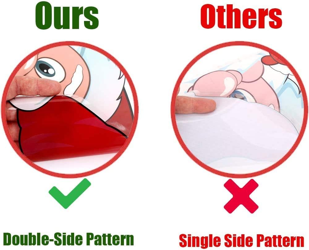 FINGOOO Christmas Window Stickers, 6 Sheets Peeping Santa and Rudolph Window Clings Snowflake Decal for Xmas Window Decoration