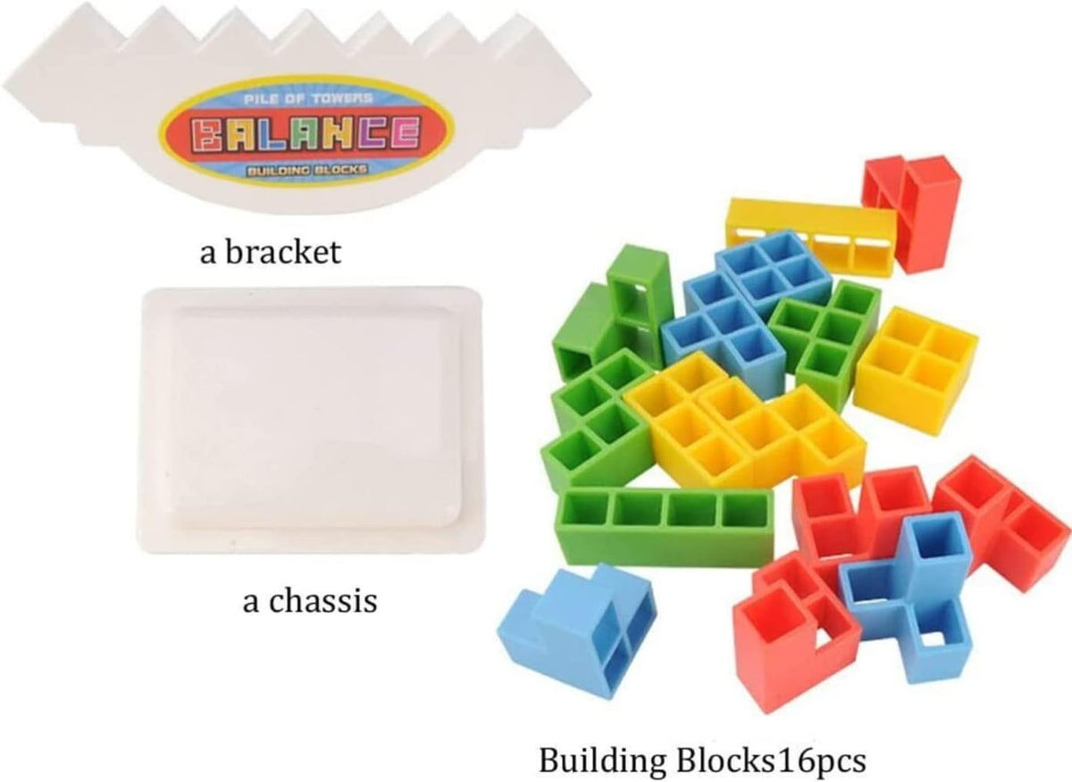 Deyaah 16Pcs Tetra Tower Balance Game, Stacking Blocks Games, Balancing Swing Stacking Fun Toys Building Blocks for Family Games, Parties, Travel, Team Building Blocks Toy