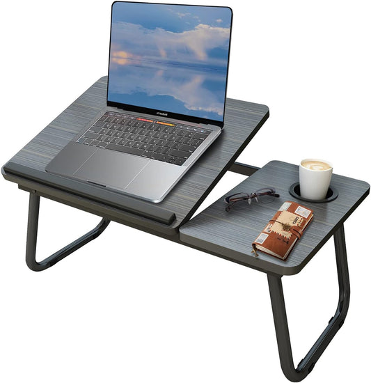 Laptop Desk, Laptop Bed Table with Foldable Legs & Cup Slot, Reading Holder Notebook Stand Breakfast Bed Tray Book Holder for Sofa, Bed, Terrace, Balcony
