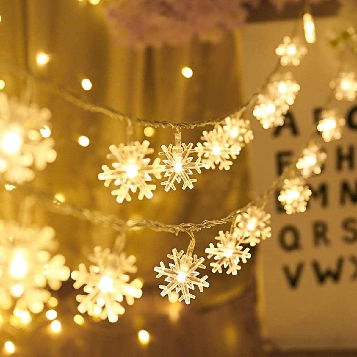 Fairy Lights, 20ft 40 LED Battery Powered String Lights, 2 Lighting Modes, Decoractive for Indoor Outdoor, Bedroom, Wedding, Party,Birthday, Valentine, Christmas Tree Decoration (Snowflack)