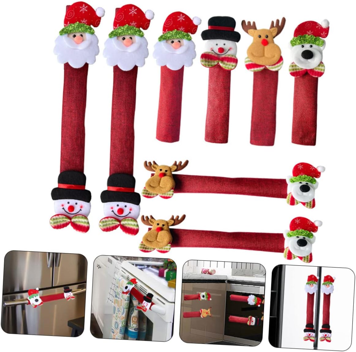 Angoily Elk Handle Covers for Kitchen Appliances Snowman Fridge Handle Gloves Kitchen Handle Decor Gloves Labels