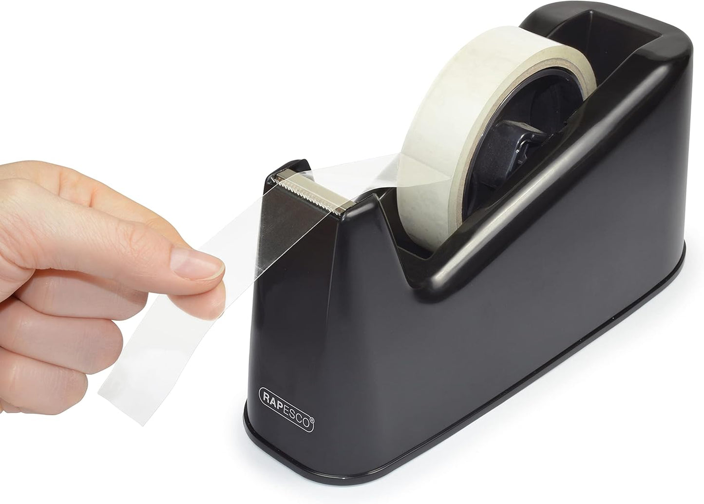Rapesco 1540 500 Heavy Duty Tape Dispenser with 2 Tape Rolls, Black