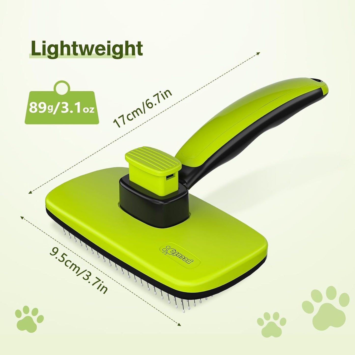 Pecute Cat and Dog Brush for Grooming - Self Cleaning Slicker With Rounded Pins for Short Haired Cats and Small Dogs - Safe and Smooth