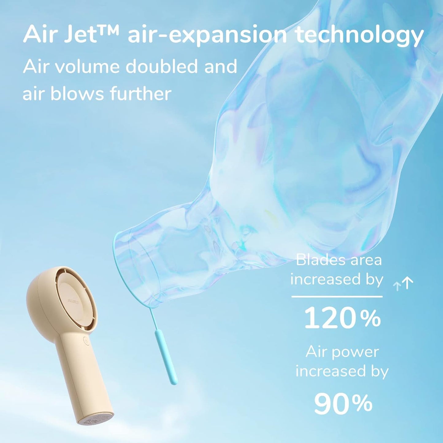 JISULIFE Mini Portable Handheld Turbo Fan – Up to 16H Cooling Time, 5 Speeds, USB Powered Personal Fan for Travel, Outdoor, Home & Office – Brown