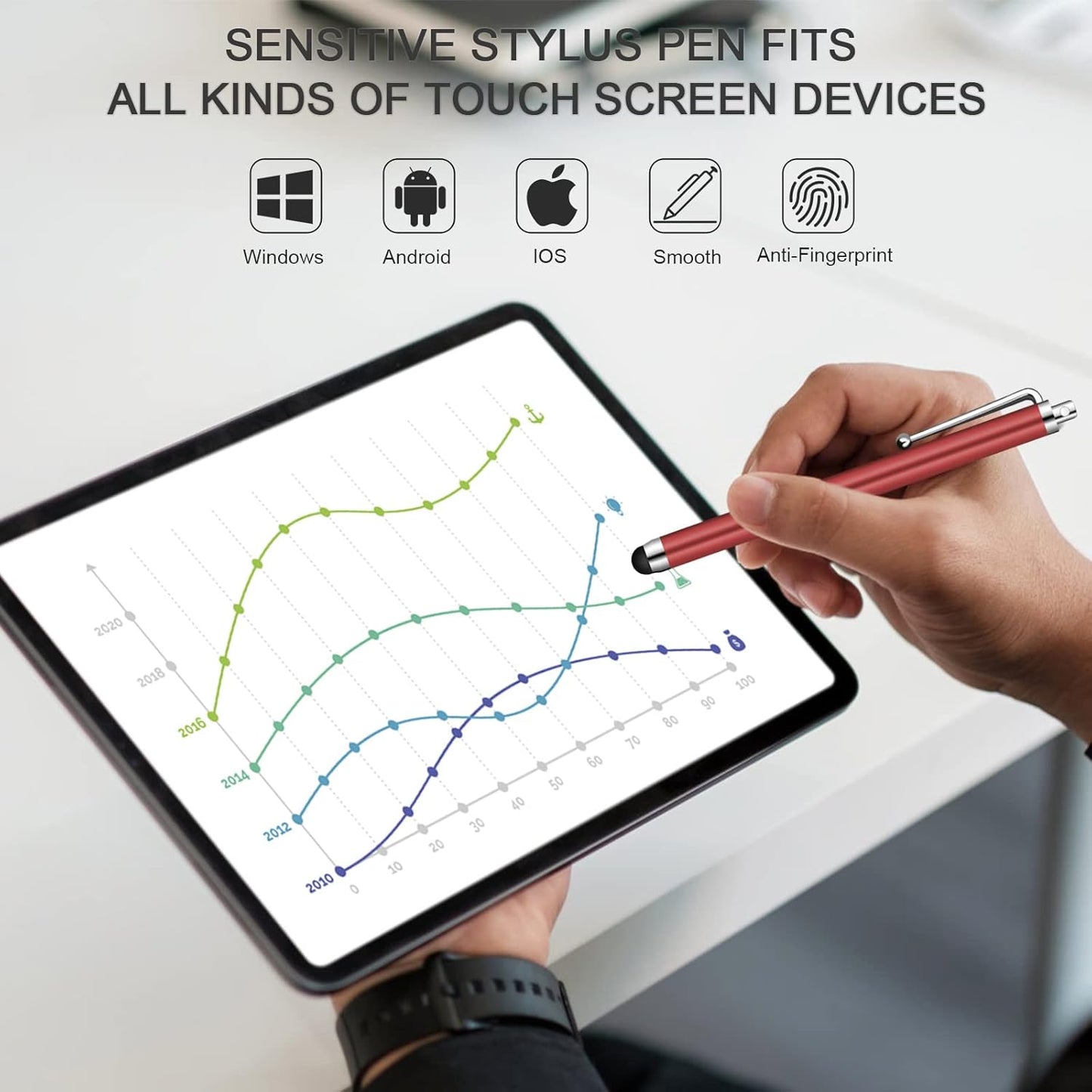 Jsdoin Stylus Pen [10 Pack] Universal Capacitive Touch Screen Pens for Tablets, iPad Mini, iPad Pro Air, Smartphones, Multiple Colors