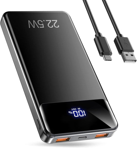 Power Bank, Portable Charger 12000mAh Fast Charging PD22.5W USB-C/USB-A Output, PowerBank Phone Battery Pack for iPhone 16 15 14 13 Plus Pro Max Mini Glaxy