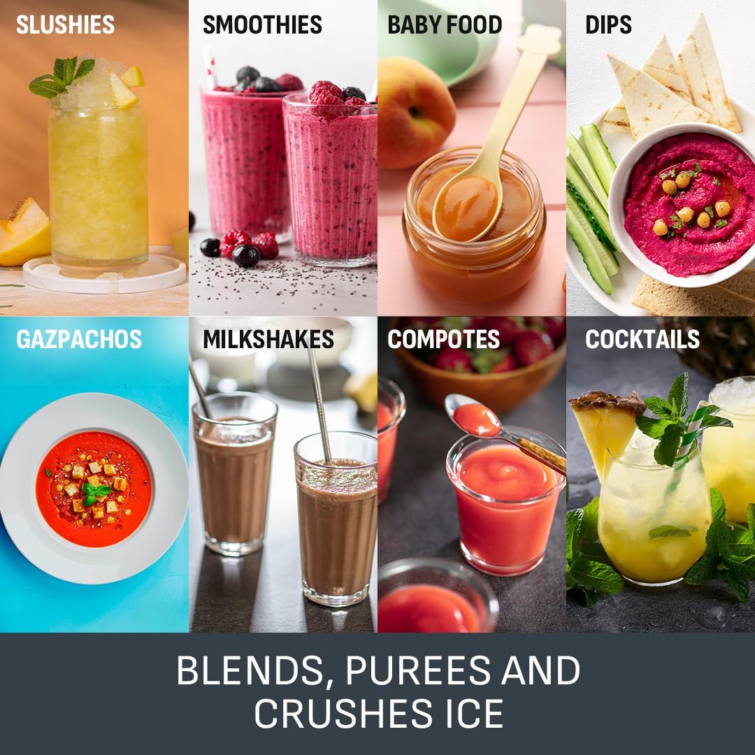 Tefal Blendforce II Blender, 2L Plastic Jug, 1.25L Effective Capacity, 600W, 4 Removable Stainless Steel Blades, Smoothie, Ice Crush, 2 Speeds + Pulse, Kitchen Shakes Maker, Black, BL420840