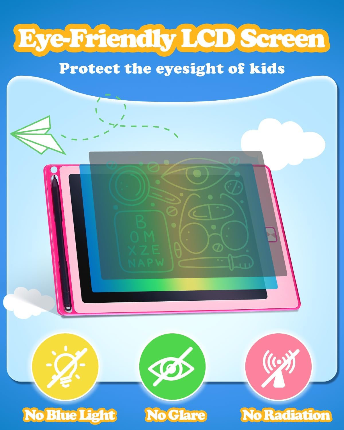 2 Pack LCD Writing Tablet for Kids, 8.5 Inch Drawing Tablet for Kids Travel Games Activity,Toddlers Toys Learning Board Toys Christmas Stocking Fillers Birthday Gifts for Kid Blue&Pink