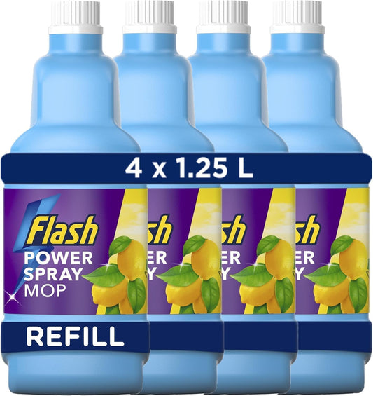 Flash Power Spray Mop Floor Cleaner Multi-Surface Cleaning Liquid Citrus Fresh 5L (1.25Lx4)
