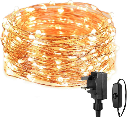 Lepro Fairy Lights Plug in, 10m 100 LED Copper Wire Fairy Lights, 33ft Warm White Christmas Tree Lights, Fairy String Lights Mains Powered for Christmas Decorations, Bedroom, Party, Wedding and More