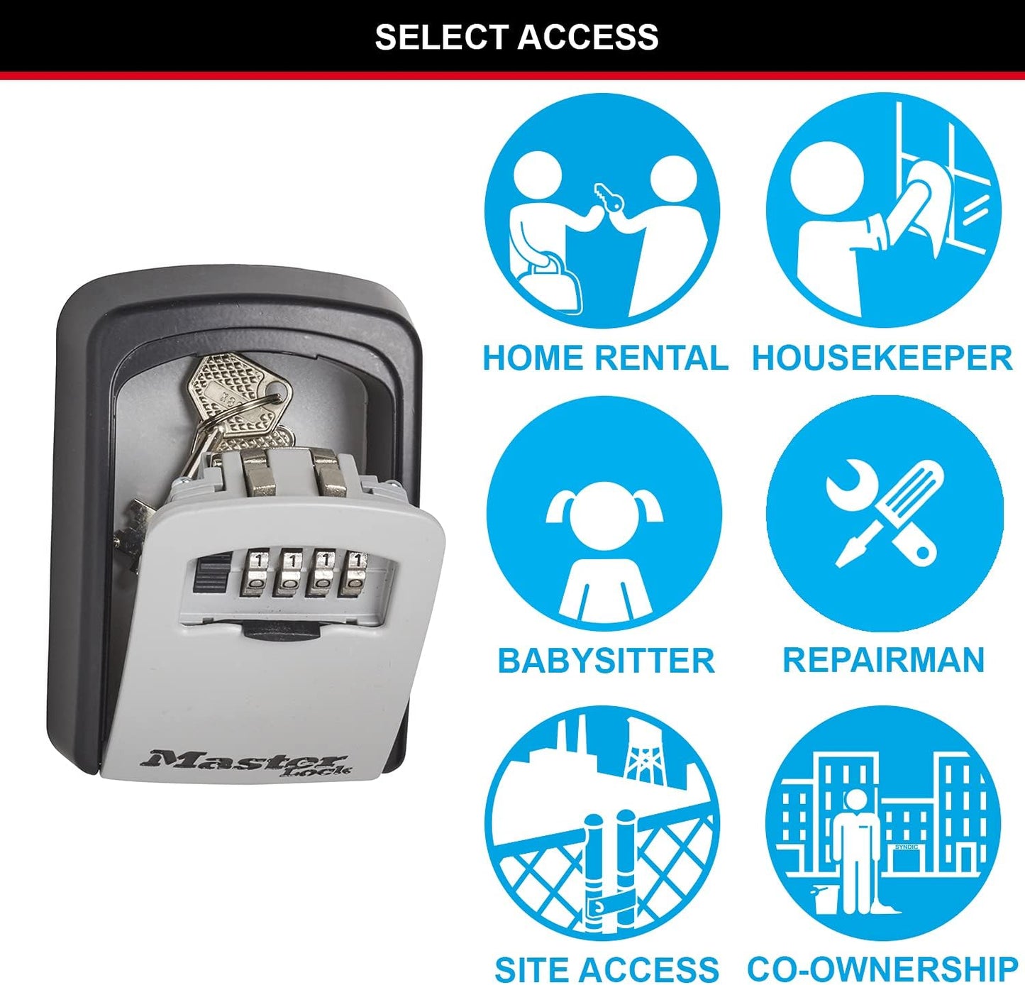 Master Lock Key Safe, 5401EURD, Key Lock Box, Black and Silver, Medium