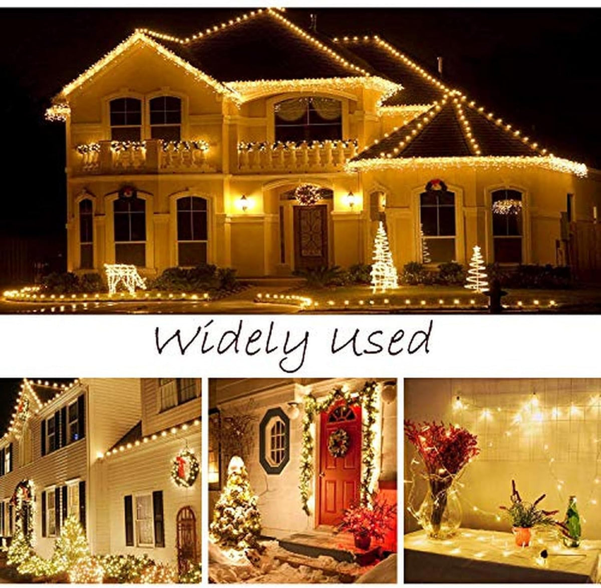 String Lights Mains Powered, 120 LED 12M/40Ft Fairy Lights Waterproof，with 8 Modes Remote Control Fairy Lights Indoor/Outdoor for Garden, Gazebo, Party, Wedding, Christmas Decorations (Warm White)