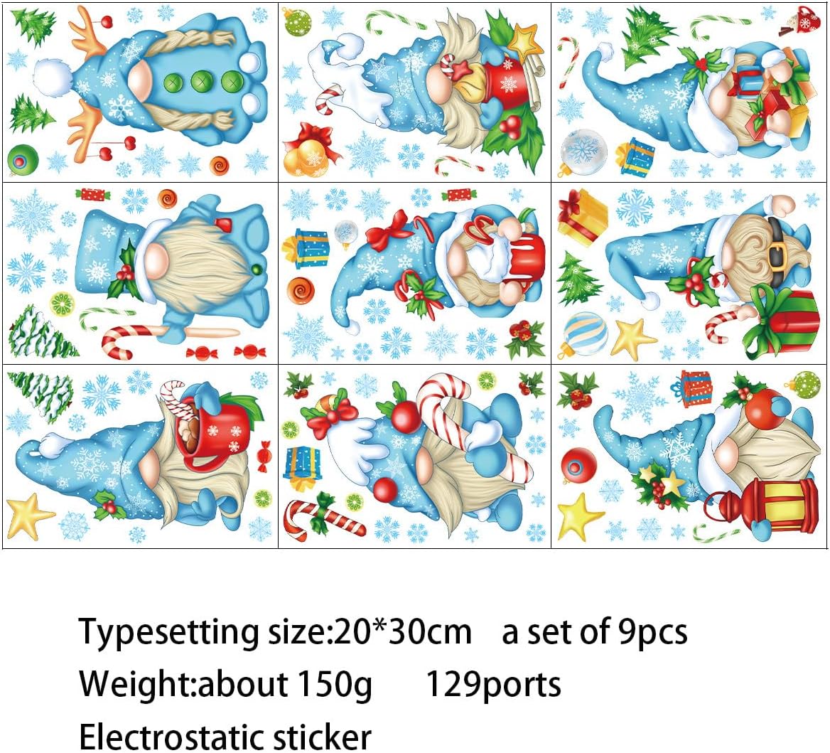 Large White Christmas Tree Reindeer Door Cover Window Stickers Removable Murals Christmas Snowflakes Window Stickers Clings Christmas Home Store Shop Decorations Window