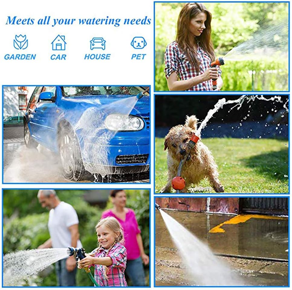 BABADU 100FT Expandable Garden Hose Pipe,Flexible Expanding Magic Hose with 3/4", 1/2" Fittings,Garden Hose with 7 Function Spray Nozzle