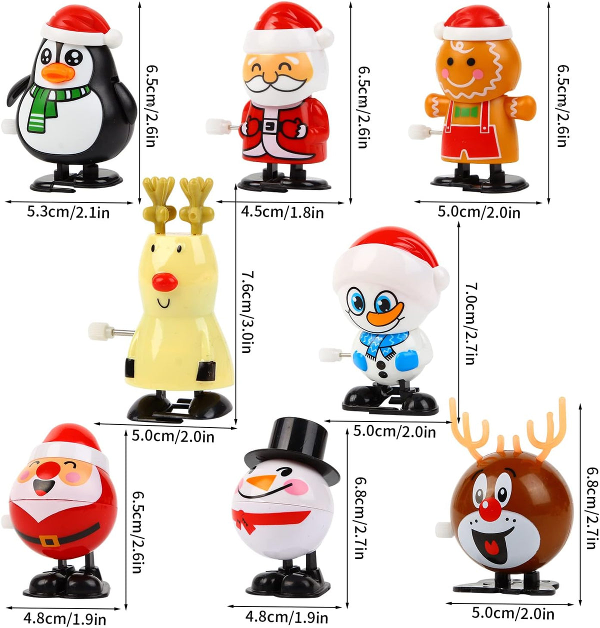 LOKIPA Christmas Wind Up Toys, 8 Pieces Assortments Christmas Clockwork Toys Xmas Stocking Stuffers for Kids Gifts