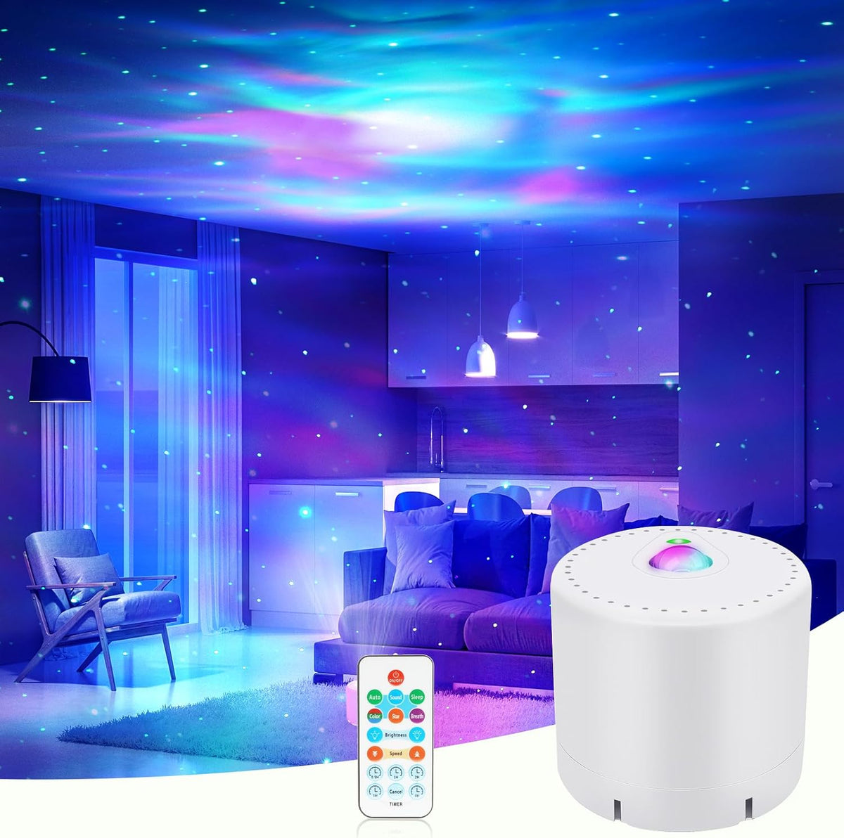 LED Star & Galaxy Projector with Remote Control, Adjustable Speed & Brightness Night Light, Aurora Lights for Adult Party Decoration