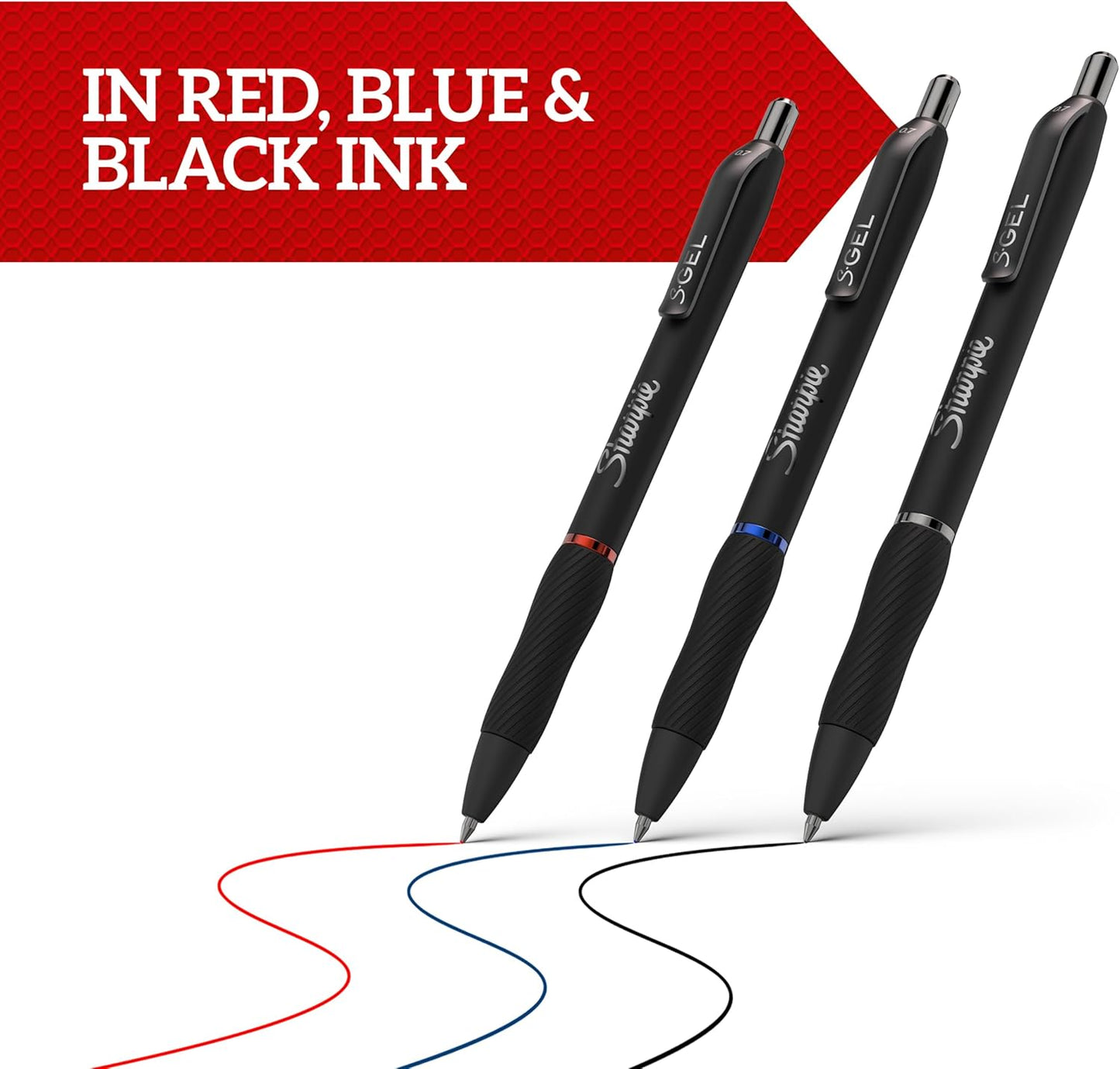 Sharpie S-Gel | Gel Pens | Medium Point (0.7mm) | Black Ink | 3 Count