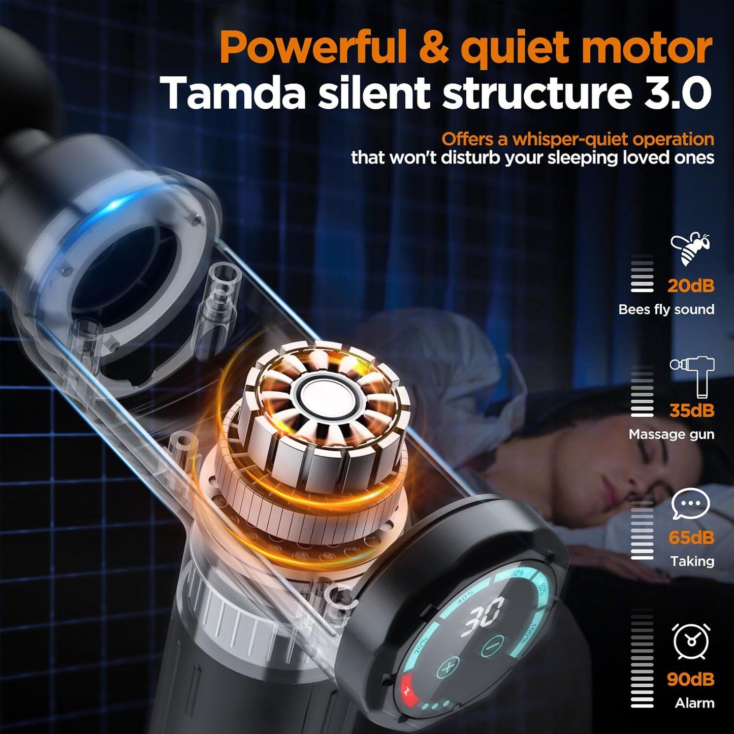 Portable Deep Tissue Massage Gun – 30-Speed Muscle Massager with LCD Touch Screen & 10 Attachment Heads – Ideal for Body, Back & Shoulder Relaxation