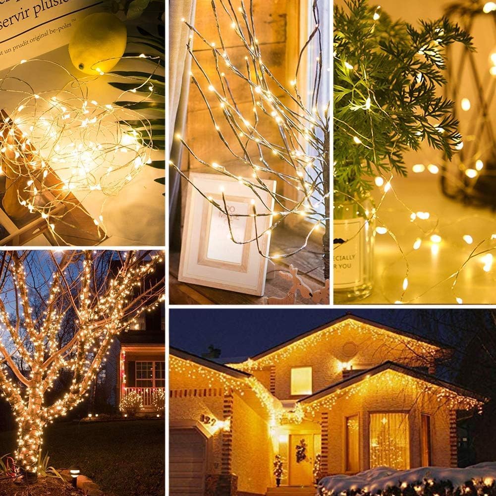 [220 LED] Fairy Lights Mains Powered, 25M 8 Modes Low Voltage Fairy Lights Waterproof with Remote Timer Copper String Lights for Bedroom, Yard, Party, Wedding, Christmas Decorations(Warm White)