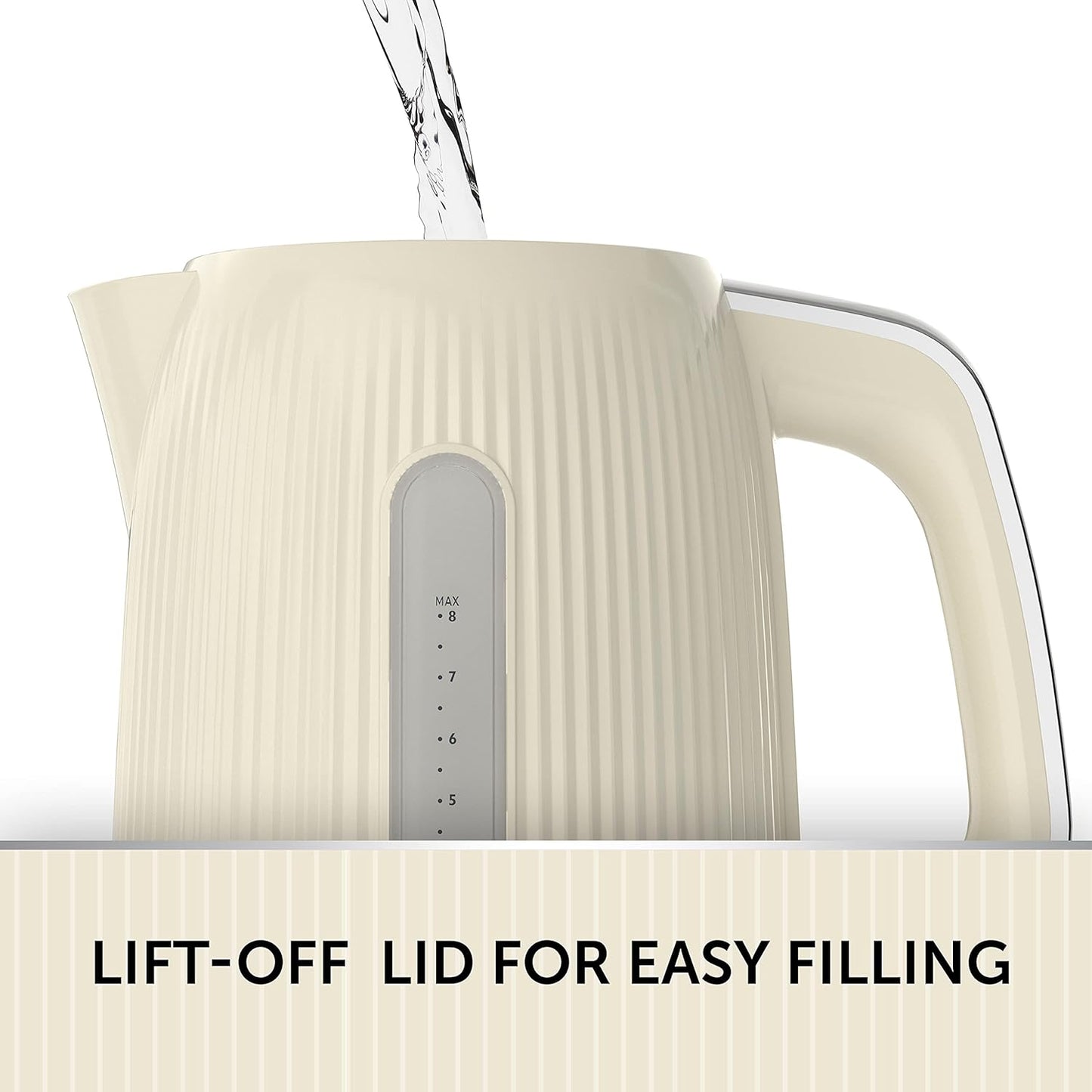 Breville Bold Vanilla Cream Electric Kettle – 1.7L Capacity | 3kW Fast Boil | Cream & Silver Chrome Finish [VKT223]