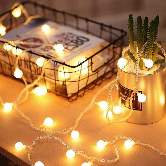 Fulighture Fairy Lights, 2 Lighting Modes, 16ft 40LEDs Ball IP65 Globe String Light Battery Operated, Decoraction for Indoor Lighting, Bedroom, Wedding, Party, Christmas, Tree