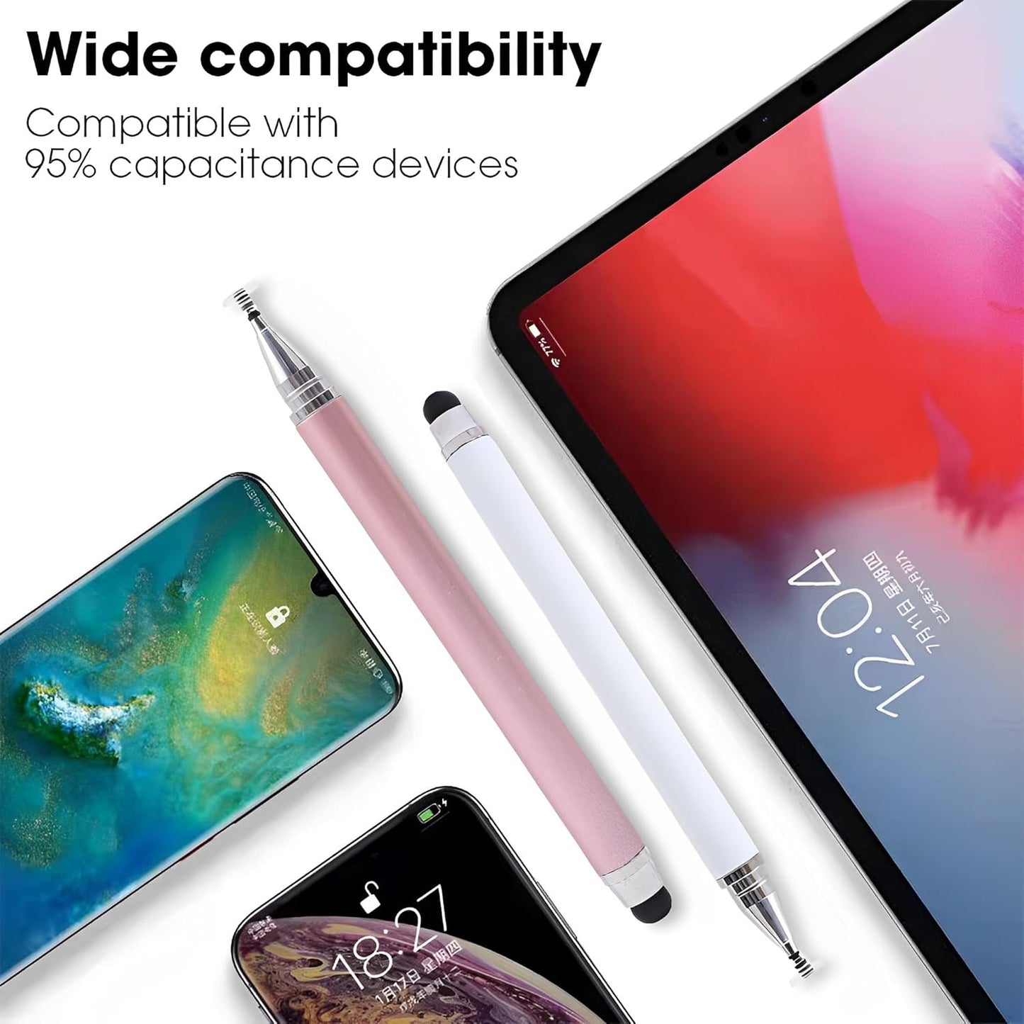 Redreo Stylus Pens for Touch Screens,3 Pack 2 in 1 Universal High Sensitivity Tablets Pens for iPad,Apple,Samsung Galaxy,Smartphones, Android, Microsoft and Other Touch Screens