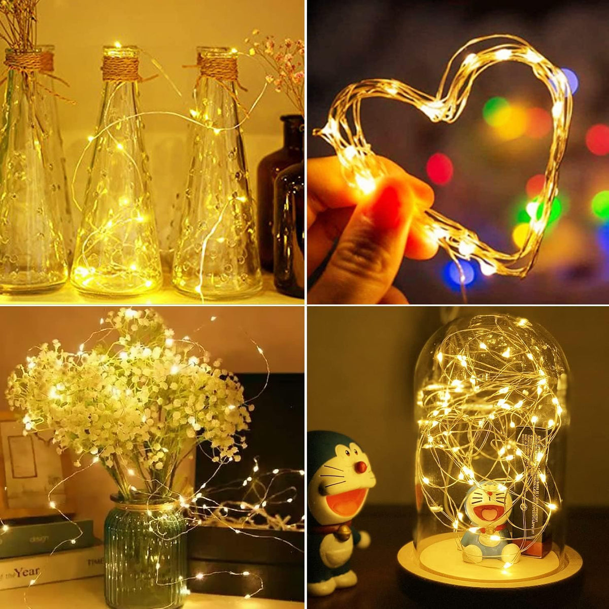 btfarm 12 Pack 3 Modes LED Fairy Lights Battery Operated, 2M 20LED Mini String Lights Battery Powered IP65 Waterproof Silver Wire Small Fairy Lights Indoor Outdoor for Jars, Christmas, Party, Bedroom