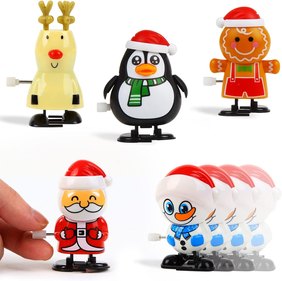 LOKIPA Christmas Wind Up Toys, 8 Pieces Assortments Christmas Clockwork Toys Xmas Stocking Stuffers for Kids Gifts