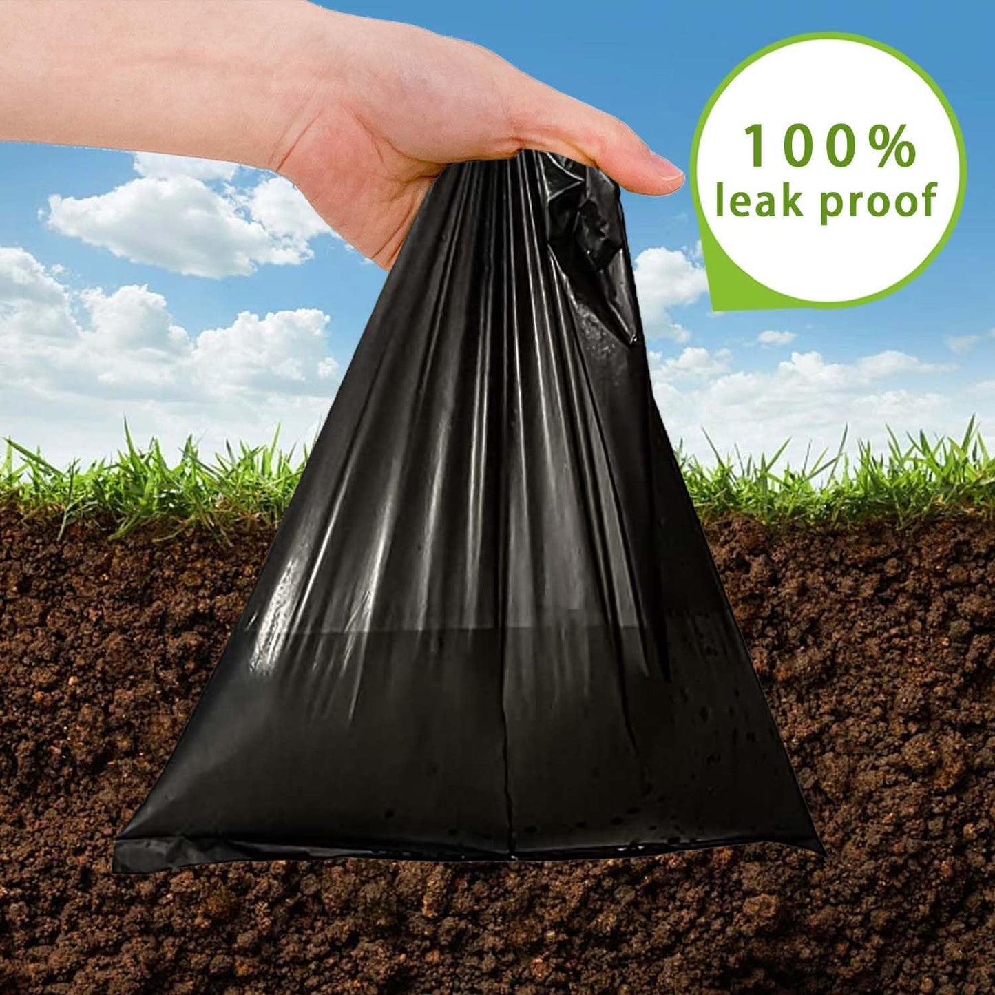 AiTodos® 600 Dog Poop Bags, Black, 31 x 22 cm, Poo Bag Dogs-Polyethylene Material(40 Rolls of 15 Counts)