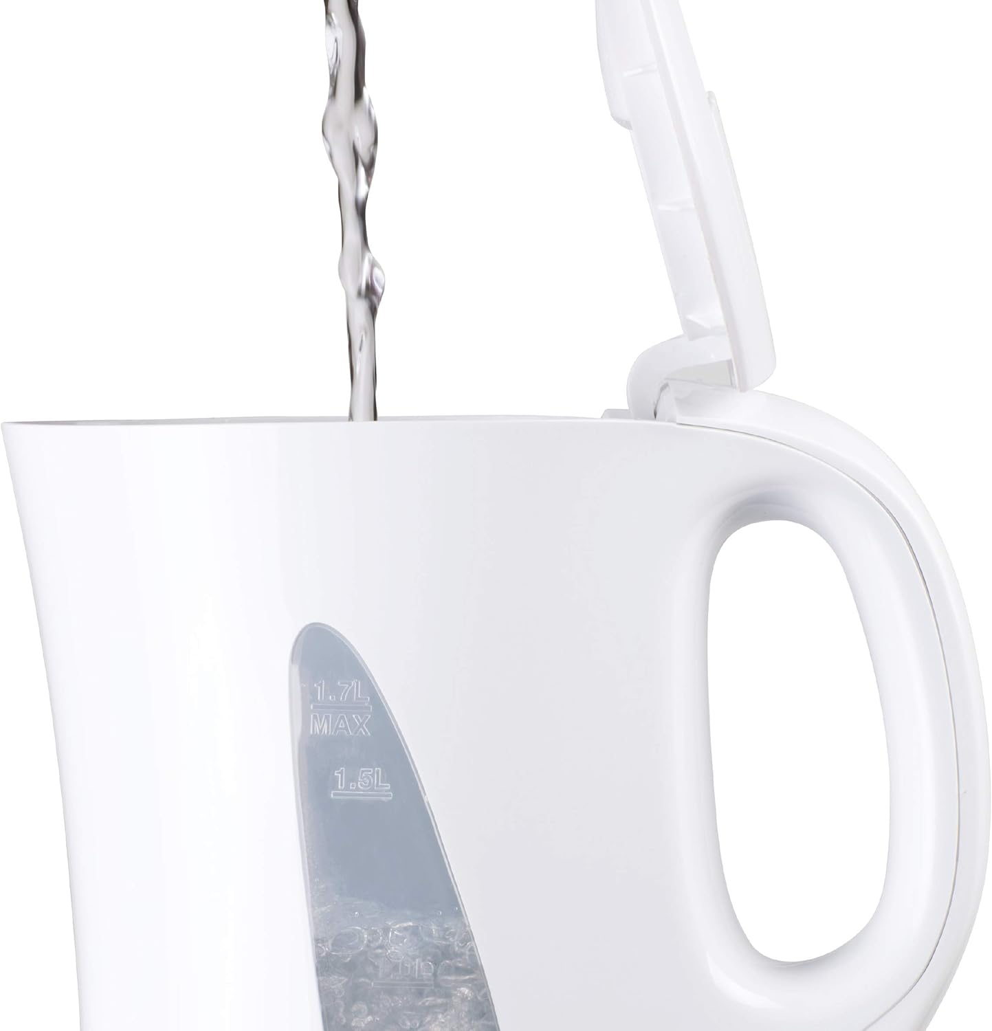 Daewoo Essentials 1.7L Fast Boil Electric Kettle – White Plastic Cordless Jug with Auto Shut-Off & Boil-Dry Protection, Compact, Easy to Use & Clean