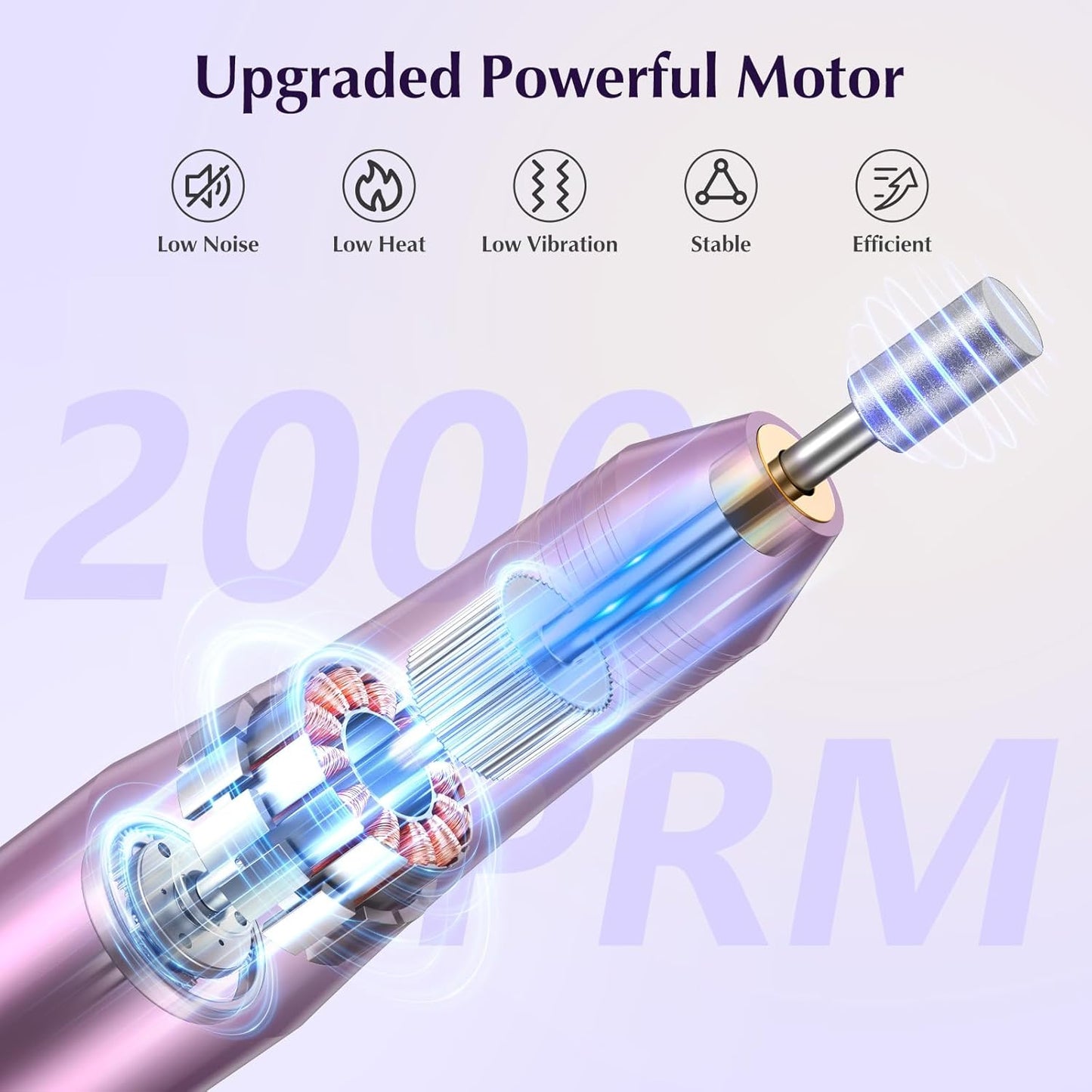 Professional Electric Nail Drill Machine – 20,000 RPM Adjustable Speed Manicure & Pedicure Set with 6 Drill Bits, Low Vibration & Noise – Ideal for Gel & Acrylic Nails